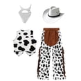 thumbnail image 2 of iEFiEL 4PCS Kids Western Rodeo Cowboy Cowgirl Costume Cow Print Vest with Hat Bandana Pants Set White 14, 2 of 2