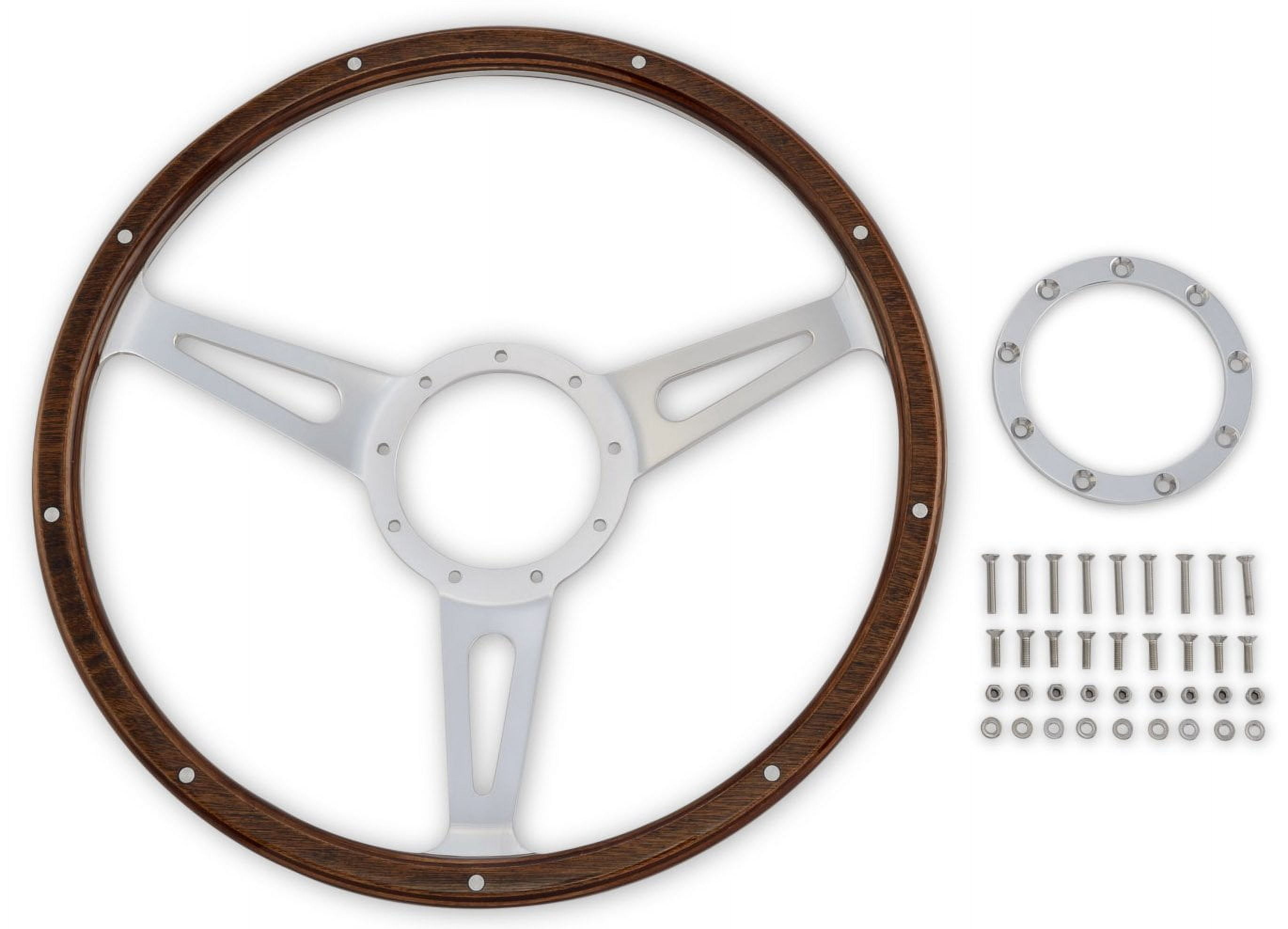 Scott Drake S1MS-3600-WG Cobra Style Wood & Aluminum 15" 9 Hole Steering Wheel