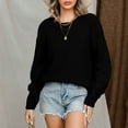 thumbnail image 6 of WCMZJ Women's Casual Long Sleeve Crewneck Crochet Sweater Lightweight Knit Pullover Sweaters Tops Black L, 6 of 7