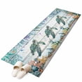 thumbnail image 2 of Summer Ocean Turtle Washable Runner Rugs 2'x6', Nautical Colorful Sea Fish Octopus Coral Wood Grain Low Pile Throw Entryway Rug Non-Slip Sturdy Edge Binding Carpet for Indoor Bedside Entrance Bedside, 2 of 9