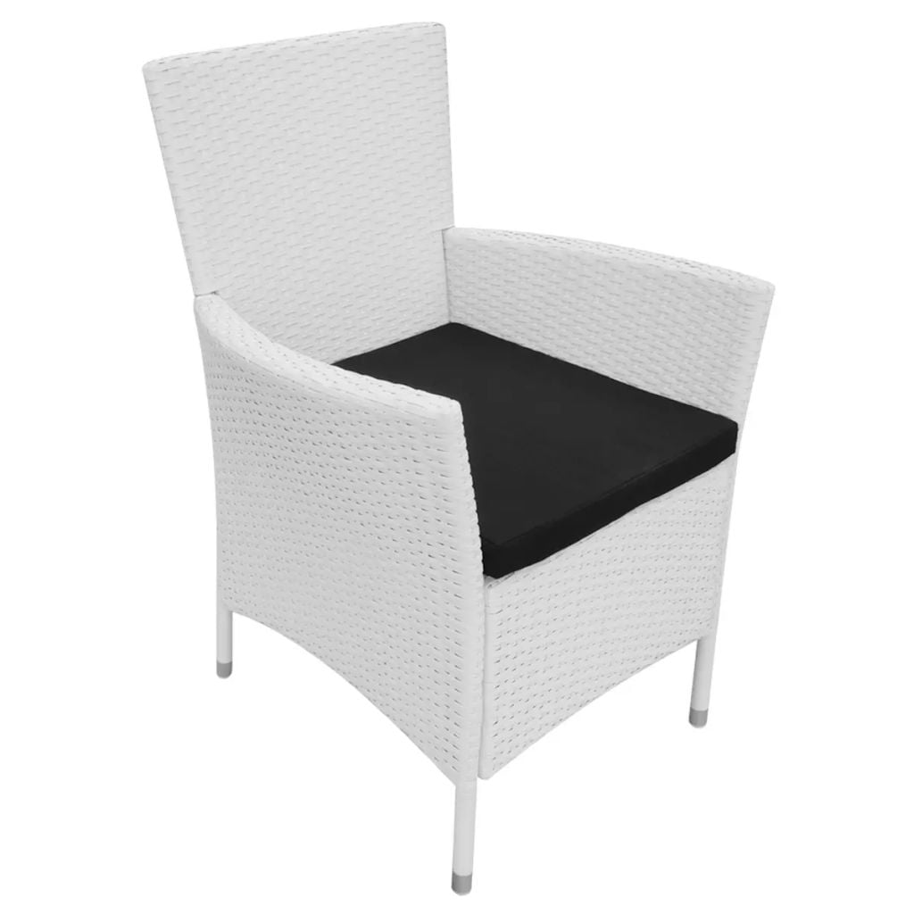 Kepooman 9 Pcs Garden Patio Wicker Dinng Table Set with Cushions, White Kepooman 9 Pcs Garden Patio Wicker Dinng Table Set with Cushions, White