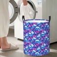 thumbnail image 4 of Lsque blue Skull purple flower pattern Laundry Hamper Basket, Tall Woven Rope Hamper Basket for Clothes, Lightweight Storage Basket, Collapsible Waterproof-Small, 4 of 8
