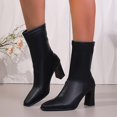thumbnail image 6 of Mid Calf Boots Women Square Toe Chunky Heel Dress Shoes For Women Winter Warm Boots with Side Zipper Indoor Outdoor Daily Wear, 6 of 10