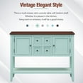 thumbnail image 3 of Sideboard Buffet Cabinet 46” Console Table with Storage Drawers Farmhouse Entryway Table Free Standing Display Storage Shelf for Hallway Living Room Kitchen Bedroom Retro Blue Solid Wood+MDF, 3 of 9