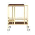 thumbnail image 3 of Posh Living Biony Modern Metal Bar Cart with Wheels in Bar Cart Gold/Walnut, 3 of 8