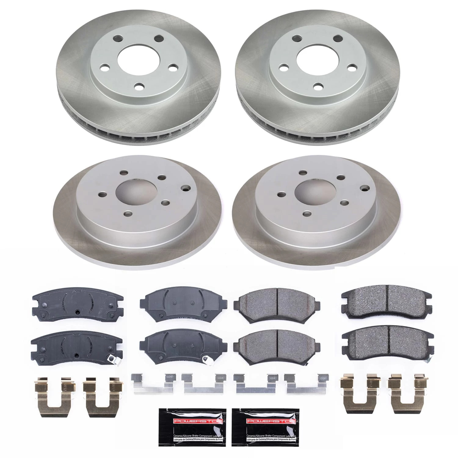 PowerStop Front and Rear Semi-Coated Rotor and Low-Dust Ceramic Brake Pad Kit SC9142