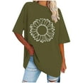 thumbnail image 1 of Blouses pour Femmes T-Shirt Décontracté à Col Rond Imprimé Manches Courtes Ample, 1 of 1