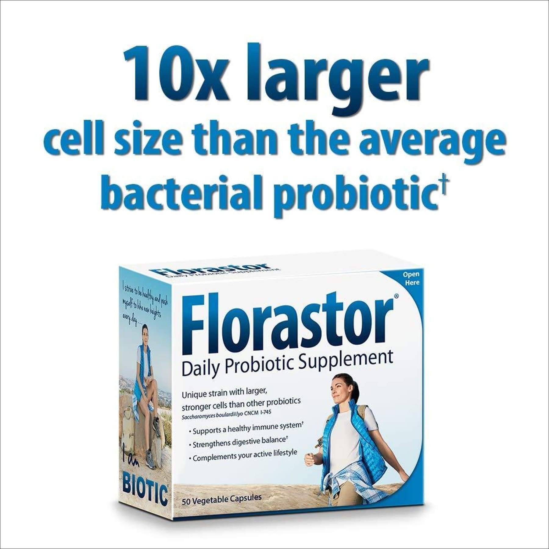 Florastor Daily Probiotic Supplement for Women and Men, 50 Capsules