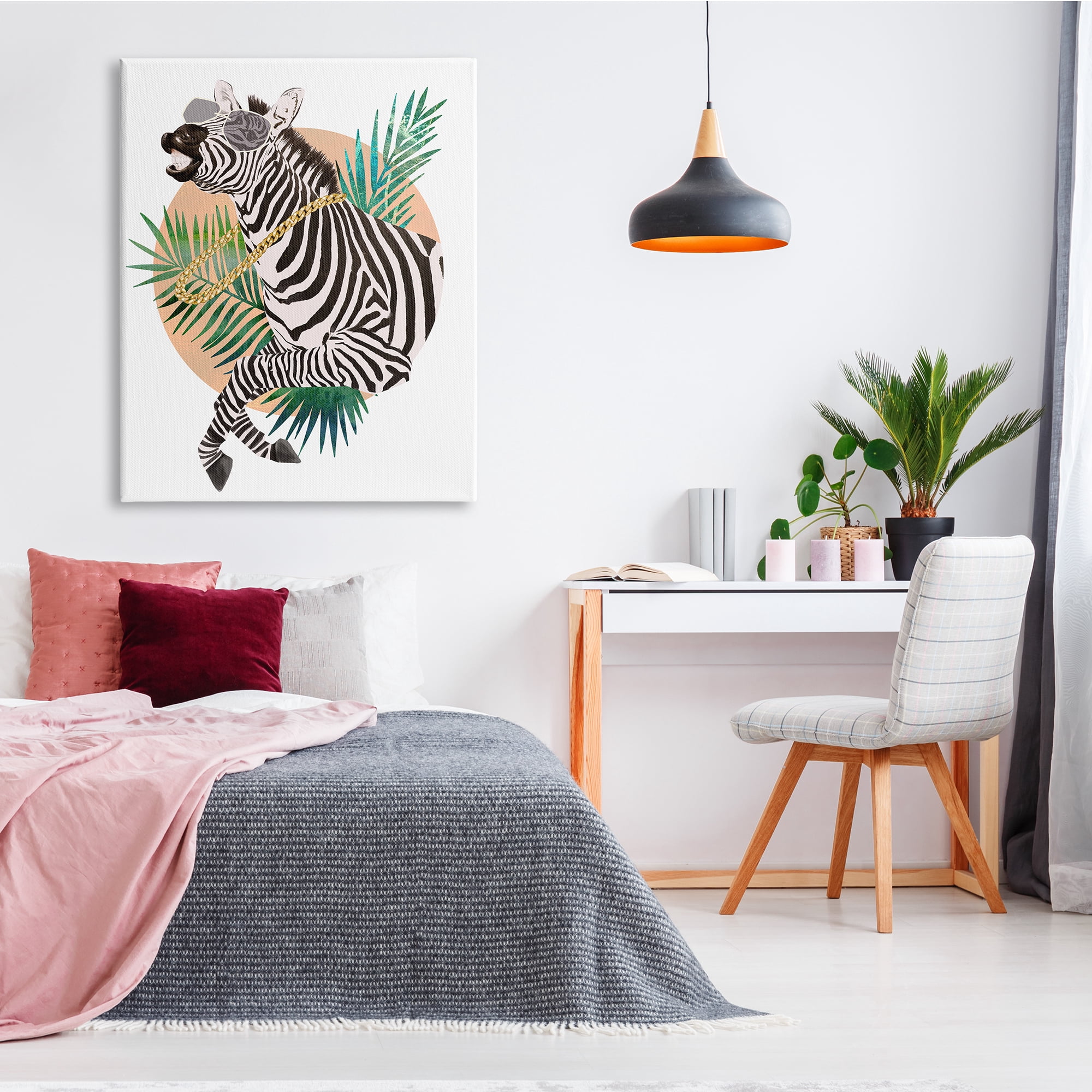 Stupell Industries Funny Funky Zebra Safari Animal Gold Chain Shades, 36 x 48, Design by Ziwei Li