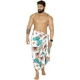 thumbnail image 3 of LA LEELA Men's Standard Beachwear Sarong Pareo Wrap One Size White-Z238 Summer Vacation Party, 3 of 5