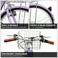 thumbnail image 5 of Ktaxon 26in Folding Beach Cruiser Bike for Women, 7-Speed City Commuter Bike with Lock, Basket & Rack, Purple, 5 of 7