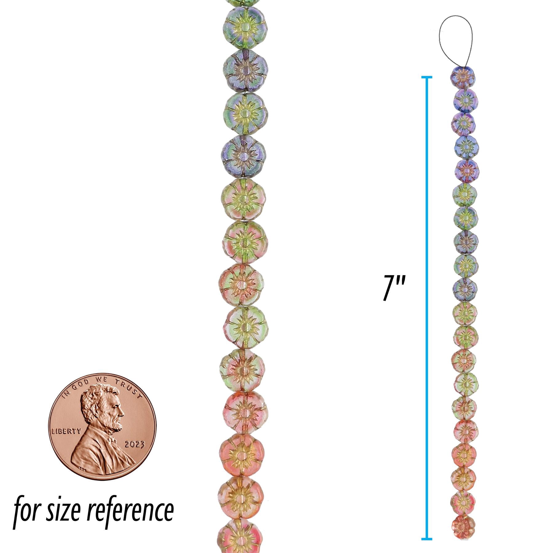 The Beadsmith Czech Glass Strands – Pressed & Table Cut Beads – 6 x 7-Inch Strands, 20 Beads Per Strand – Gold Sun Daisies Mix – for Jewelry Making, Decorations & DIY Crafts