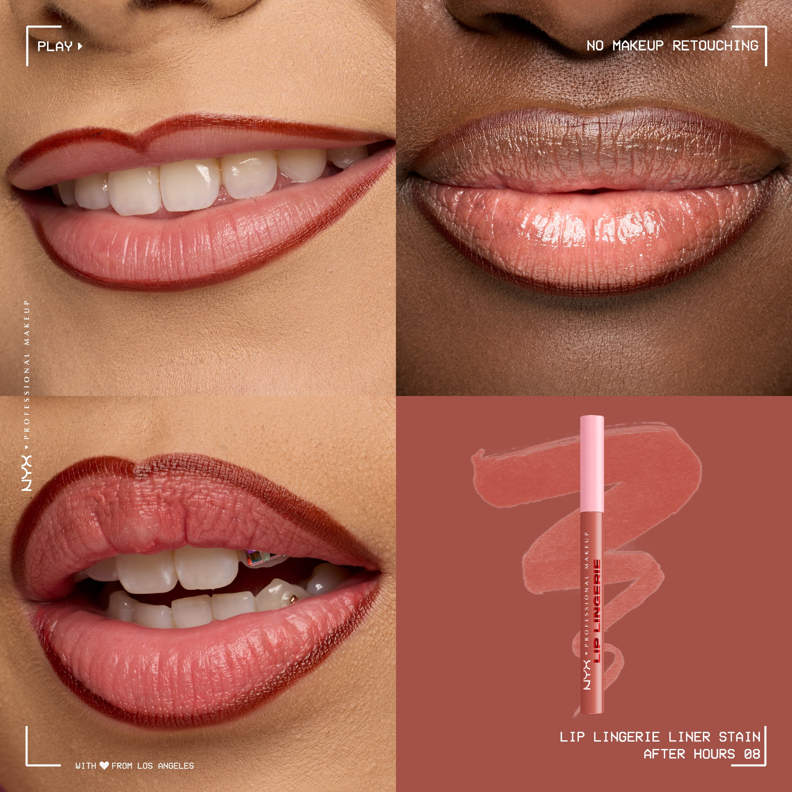 NYX Professional Makeup Lip Lingerie Lip Liner Stain, Waterproof Lip Color, After Hours, 0.03 fl oz