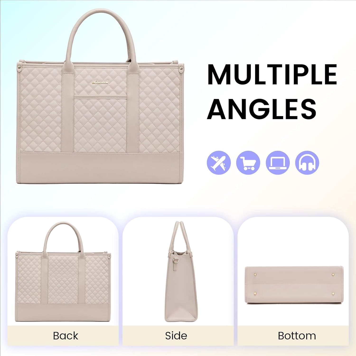 Lovevook Tote Work Bag for Women, Canvas Tote Laptop Bag 15.6" Fashion Large Handbag with Clutch Purse Daily for Office College Teacher Travel