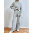 thumbnail image 5 of Women'S 2 Piece Fall Outfits Sets Travel Knit Pullover Tops and Wide Leg Pants Sweatsuit Lounge Sets Grey M, 5 of 7