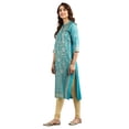 thumbnail image 3 of Band Collar Printed Kurta - Capri Breeze-XX Large, 3 of 6