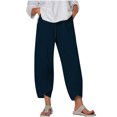 thumbnail image 2 of Women's Summer Comfortable Loose Wide Legged Fashion Solid Color Capris RXIRUCGD Bleu, Taille: 4TG, 2 of 5