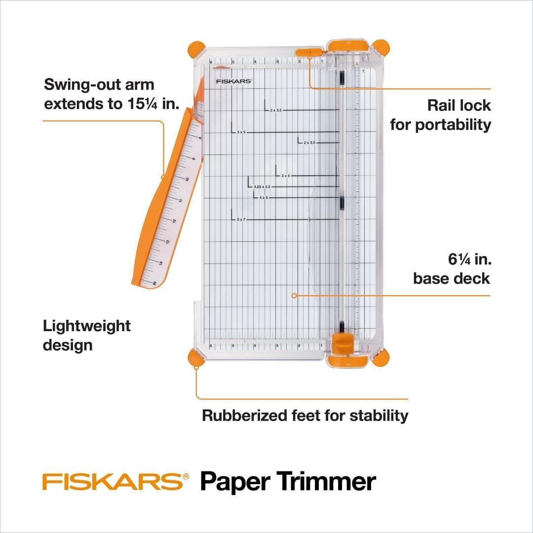 Fiskars Surecut Deluxe Paper Cutter 12 Portable Trimmer w/ Extension Arm