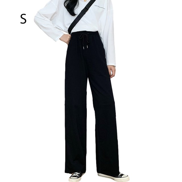 Pantalones de mujer Pantalón largo deportivo holgado informal de cintura alta con pierna ancha, Negro, S tholdsy AP001457-06
