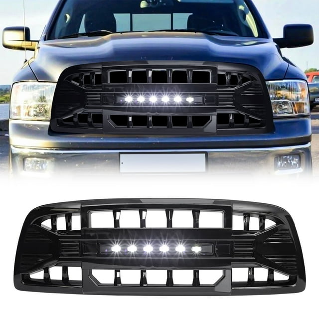 AMERICAN MODIFIED Grille d'Armure pour 2009 à 2012 Dodge Ram 1500, Noir Brillant