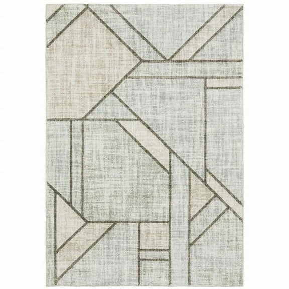 HomeRoots  10 x 13 ft. Gray & Ivory Geometric Power Loom Rectangle Area Rug - Gray and Ivory - 10 x 13 ft.