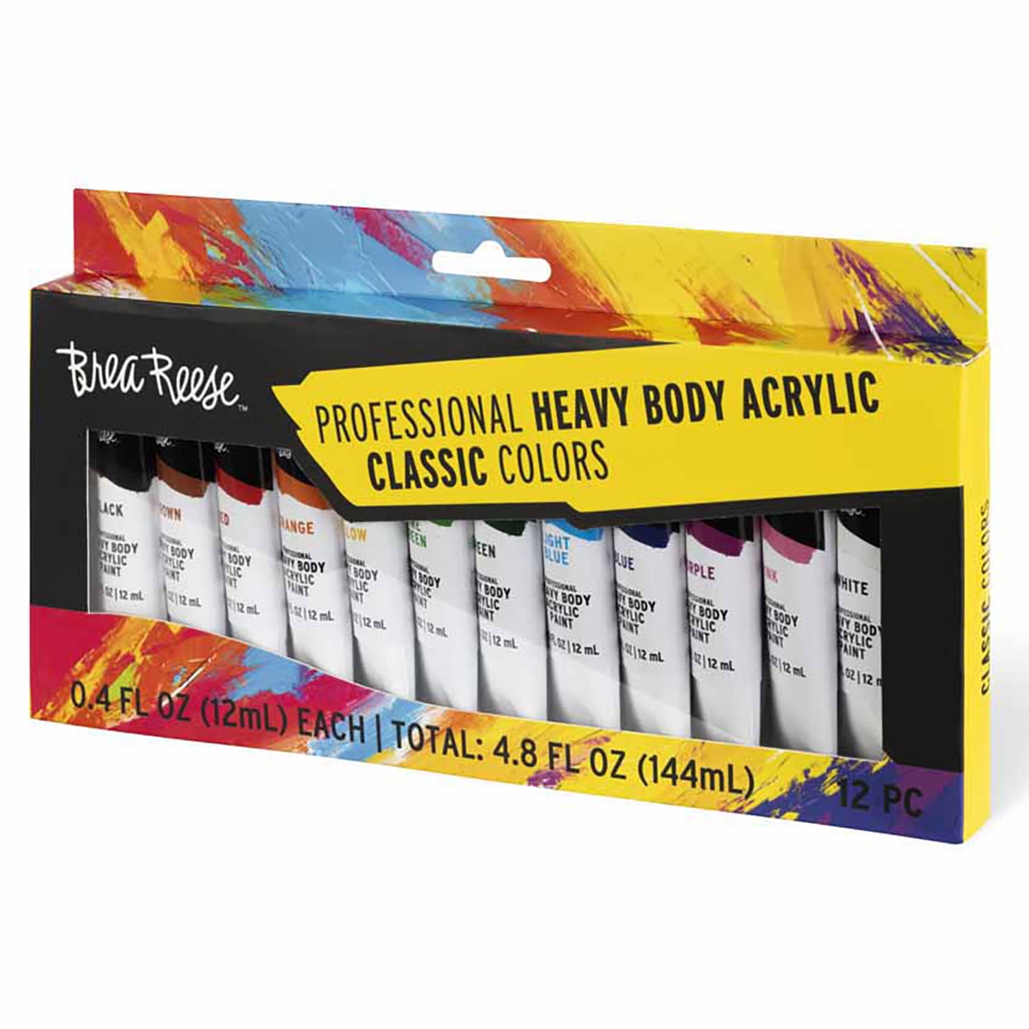 Professional Heavy Body Acrylic Paint Set - Classic Colors - 12 Tubes