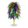Beistle Metallic Plastic Feathered Cascade Centerpiece Mardi Gras Table Decoration Fat Tuesday Party Supplies, 24", Green/Gold/Purple
