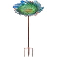thumbnail image 1 of Glass Bird Bath Outdoor Birdbaths Garden Birdfeeder with Metal Stake Green(Height:26ih), 1 of 7