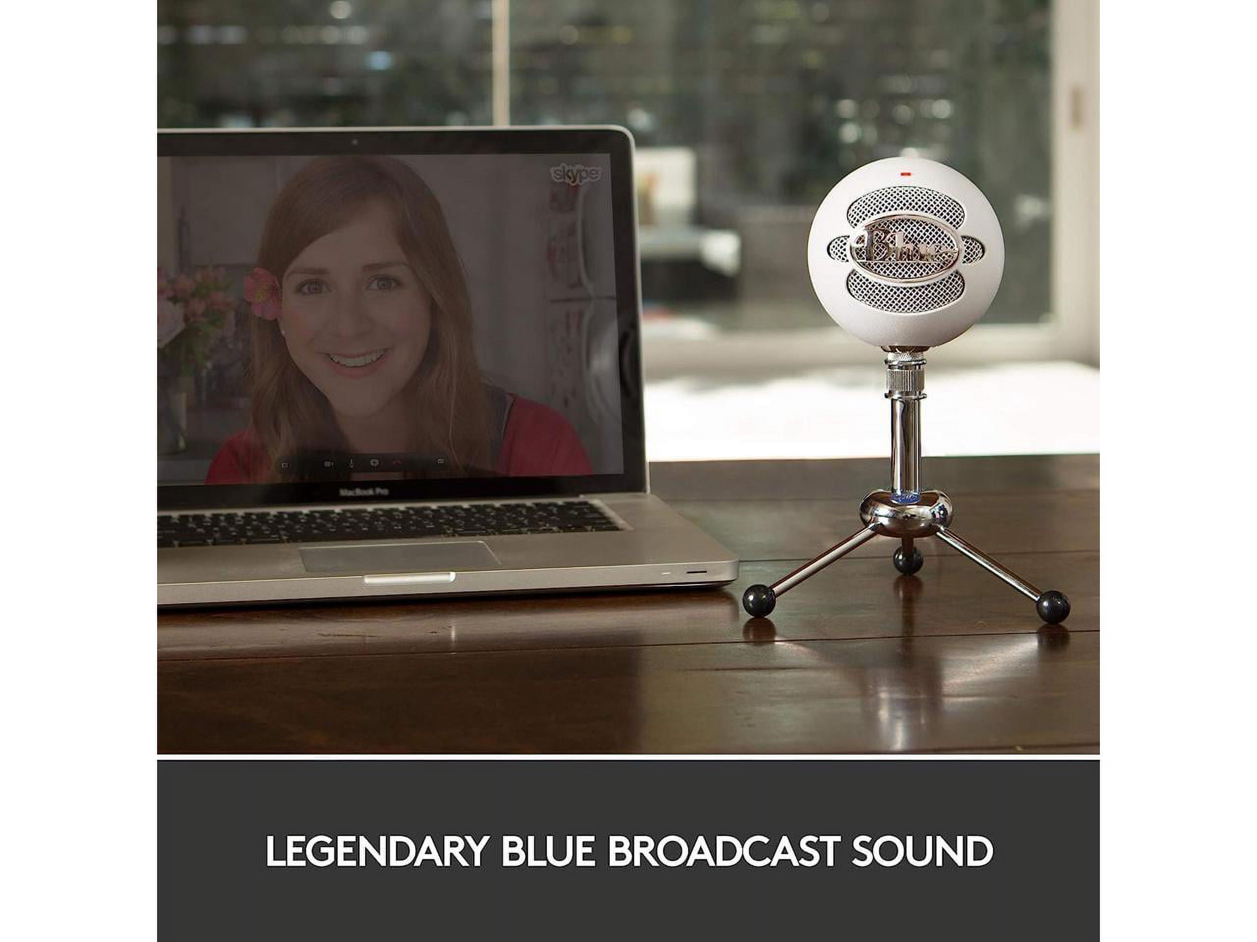 Blue Snowball USB Microphone - Textured White - 2 capsule design - Mac and PC compatible - USB - 3 pickup options - 40Hz - 18kHz