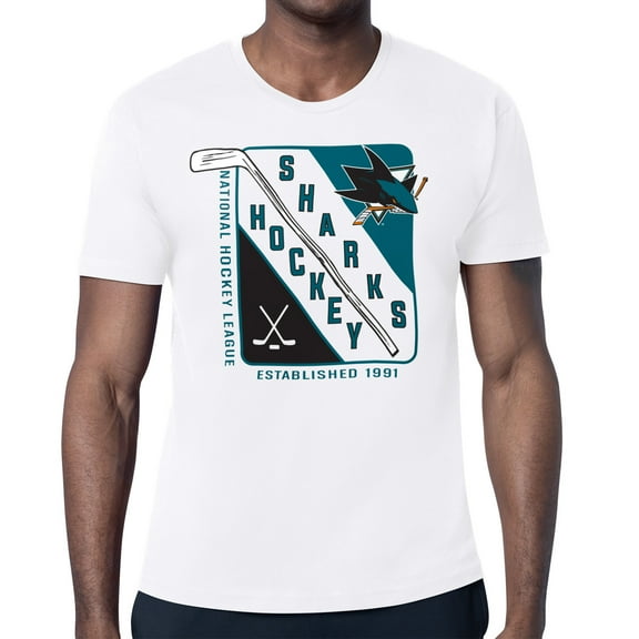 Men's Starter White San Jose Sharks Shield Graphic T-Shirt