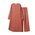thumbnail image 6 of ZACPNCV Women Spring Solid Color Muslim Solid Color Long Sleeve Shirt Coat Wide Leg Trousers Casual Suit Orange, 6 of 9