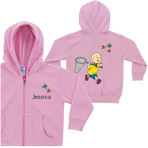 Personalized Caillou Butterfly Fun Pink Toddler Girl ZipUp Hoodie