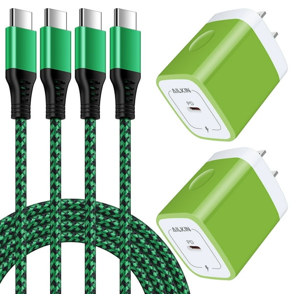 Charging Block Type C Block with 2PACK USB C Cables 6ft,AILKIN 20W PD Plug USB C Wall Charger Block Adapter Brick Power Delivery Fast Charge Type C Charger Block