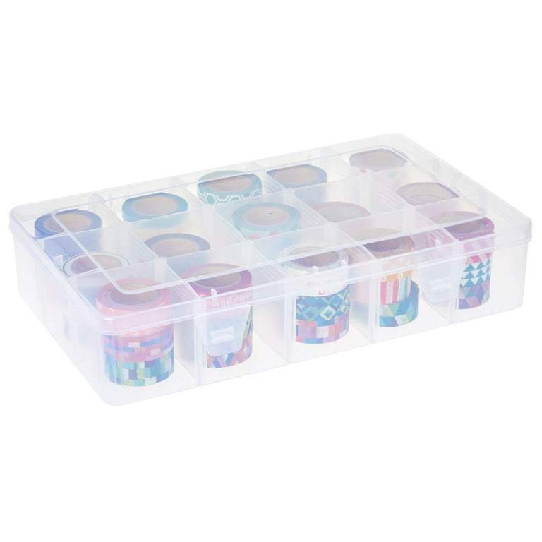 Plastic Bead Storage Container, 15 Compartment Organizer Boxes, Rectangle,  Clear, 17.5x10x2.5cm, Compartment: 3.2x2.9x2.1cm