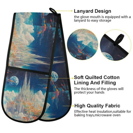 

BZSMCE Oven Mitts Celestial Dreams Creative Pattern Resistant Kitchen Gloves
