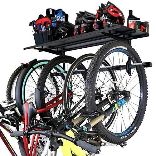 StoreYourBoard Porte-Vélos + Étagère de Rangement, Peut Contenir 5 Vélos, Fixation Murale Réglable pour Vélo de Garage