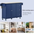 thumbnail image 4 of Kitchen Island with Solid Wood Top, Rolling Kitchen Island on Wheels,  Multi-Storage Cart with Storage Cabinet and Drop Leaf Breakfast Bar,Spice Rack, Towel Rack & Drawer, Dark Blue, 4 of 9