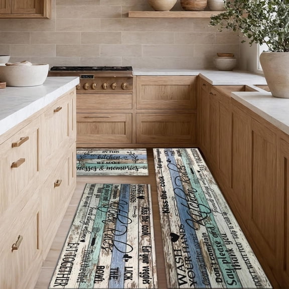 Farmhouse Kitchen Rug Sets of 3 Piece Non Slip Kitchen Rugs and Mats Washable Kitchen Mats for Kitchen Floor Mat Carpet Runner Rugs for Hallway Laundry Decor 17"x30" 17"x47" 17"x59"