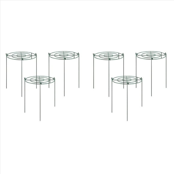 6 Sets Peony Support Cage, Grow Through Hoops Grids with 4pcs Legs,Plant Support Brace,Flower Strong Support Ring,6 x Peony Support,Green