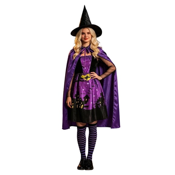 BOOMNY Halloween Womens Witch Dress Up Funny Hallowmas Party Outfits Sets Playful Stage Performance Clothes Set