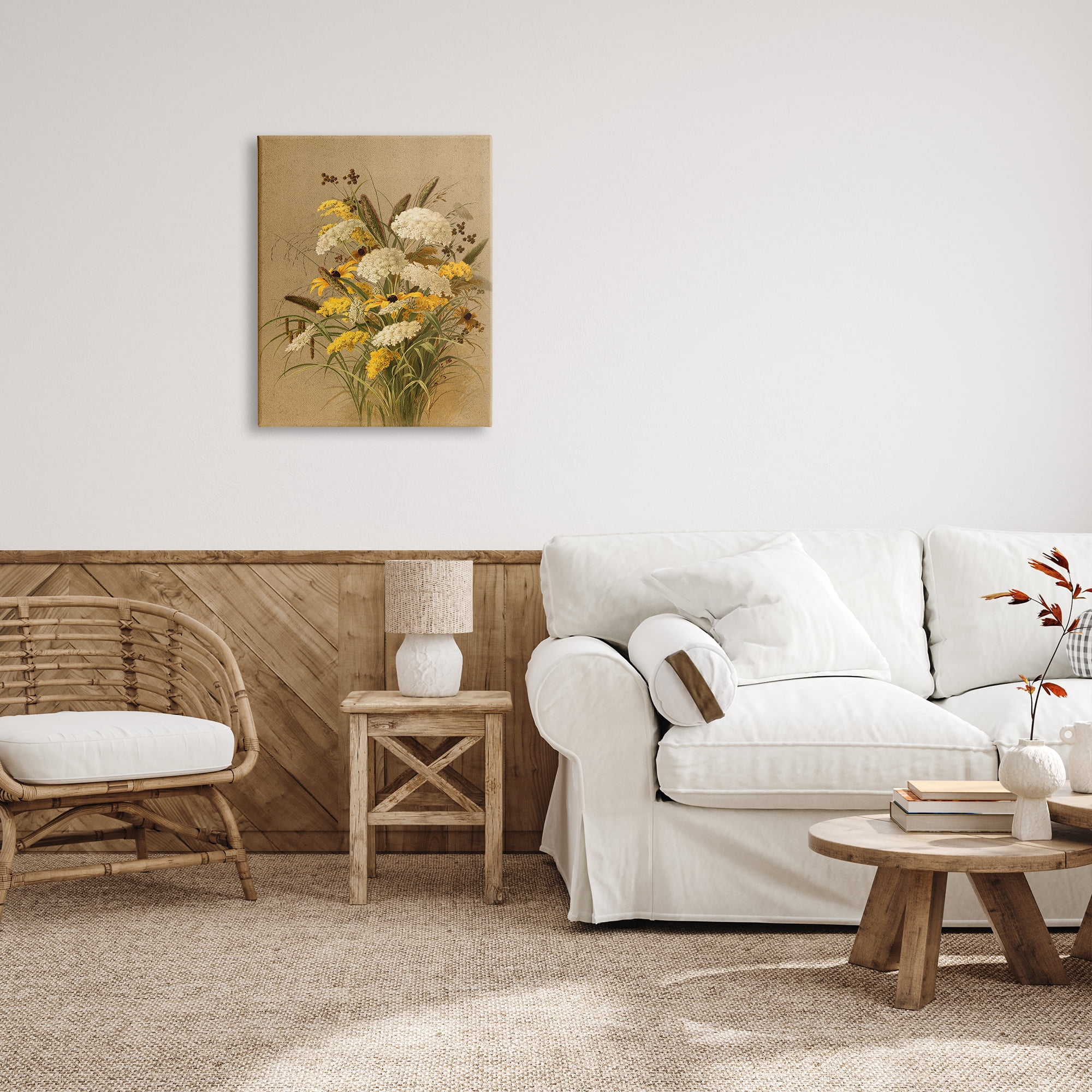 Stupell Industries Vintage Daisy Bouquet Botanical & Floral Painting Gallery Wrapped Canvas Art Print Wall Art, 24 x 30
