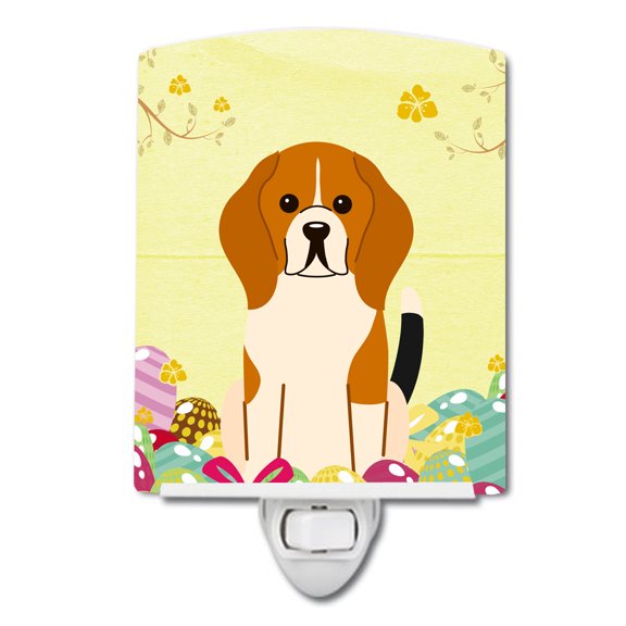 Caroline's Treasures BB6040CNL Easter Eggs Beagle Tricolor Ceramic Night Light, 6x4x3", multicolor