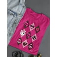 thumbnail image 3 of Lucky Love Emojis - Retro Argyle Graphic Women's T-shirt, 3 of 4