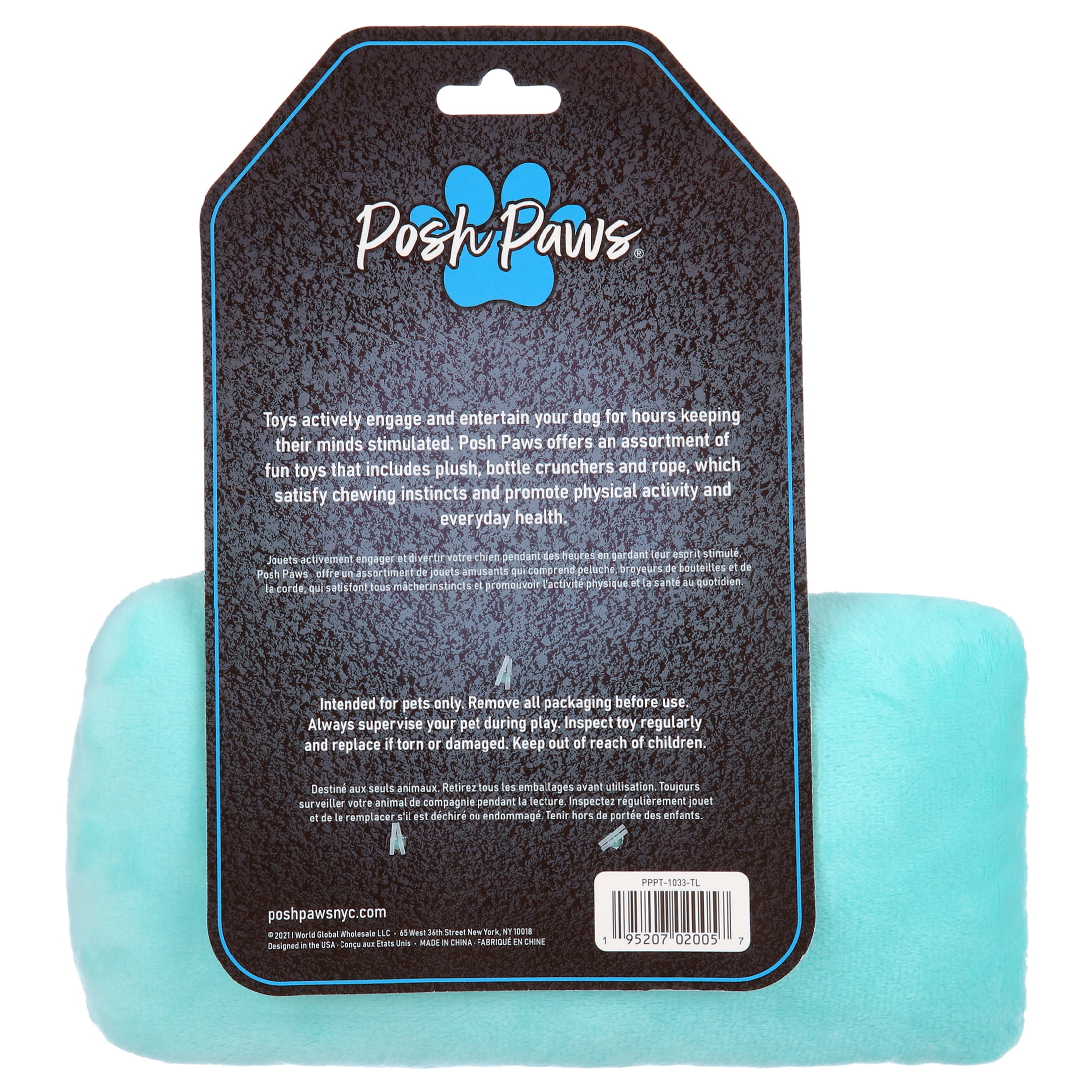Posh Paws Plush Pet Toy Handheld "Pupstation"  Dog Toy - Teal