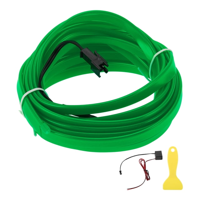 Cuerda de luz LED EL de 5m Unique Bargains, tira de luz brillante para iluminación interior de coches, luz neón flexible para decoración de coches, controlador de cableado (12v) verde