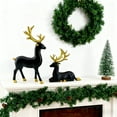 thumbnail image 4 of DAMAI 2 Pcs Christmas Reindeer Figurines Decorations, Sitting Standing Xmas Deer Statues, Glossy Elk Sculpture Tabletop Ornaments for Mantel Fireplace Table Centerpieces Home Décor(Black Gold), 4 of 6