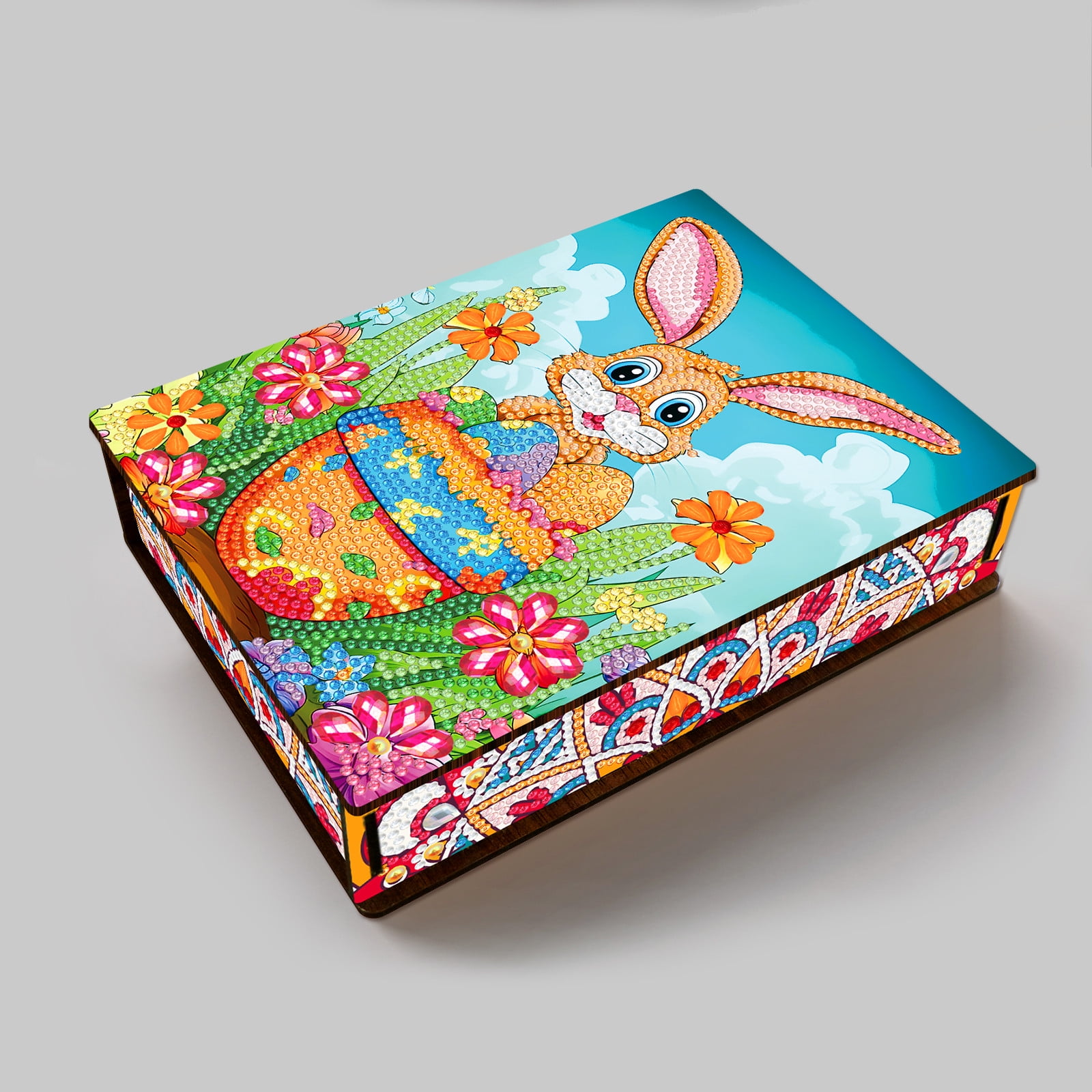 FLOPESN 3Pcs Easter Bunny Eggs DIY Diamond Art Painting Storage Box, Diamond Painting Large Capacity Holiday Storage Box placable jewelry, cosmetics, and small items