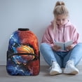 thumbnail image 2 of Uorisanigo Fire Basketball Kids School Backpack 17 Inch, Multifunctional Kids Bookbag for Ages 6-12, Lightweight with Padded Shoulder Straps, 2 of 7