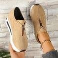 thumbnail image 5 of Womens Platform Loafers Sneakers High Heels Casual Shoes (Khaki 40), 5 of 8