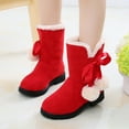thumbnail image 2 of Generic Childrens Shoes Toddler Kids Baby Girls Winter Warm Boots Princess Shoes Fashion Bowkont Cotton Outdoor Non-Slip Snow Boots(8.5-9 Years,Red), 2 of 2